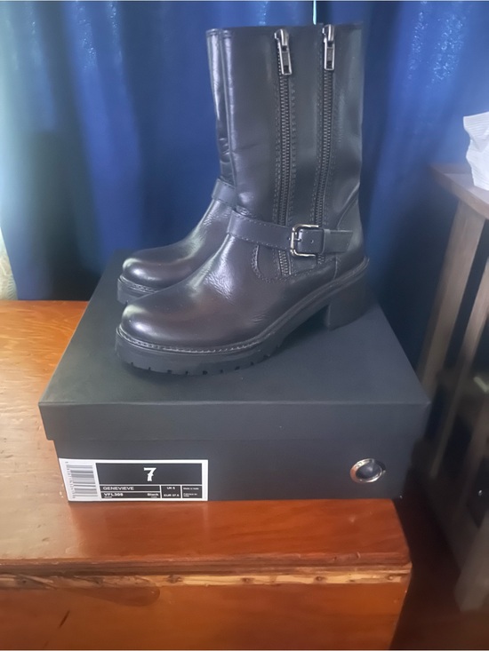 Vintage Foundry Co Shoes - Women's Black Mid-Calf Zip & Buckle Combat Boots